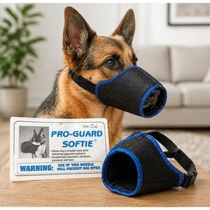 Pro-Guard Softie Dog Muzzle Medium Blue Black Breathable Mesh Custom Cable‎ Co